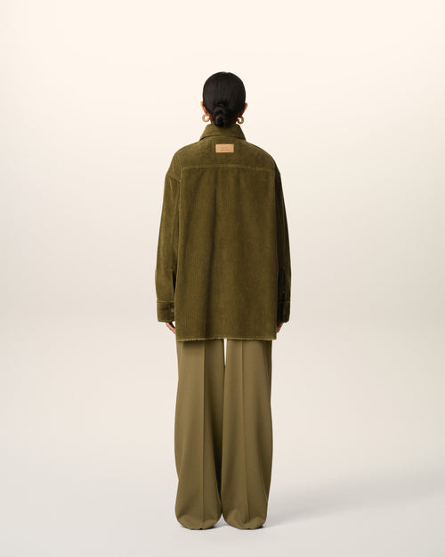 Green Cotton Corduroy Side Slit Overshirt - 11 - Ami Paris