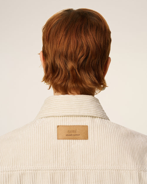 White Cotton Corduroy Side Slit Overshirt - 10 - Ami Paris