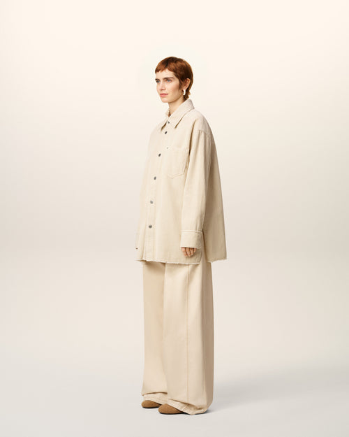 White Cotton Corduroy Side Slit Overshirt - 12 - Ami Paris