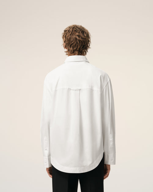 White Cotton Sharp Collar Ami De Coeur Wide Shirt - Man - 5 - AMI Paris - Ami Paris