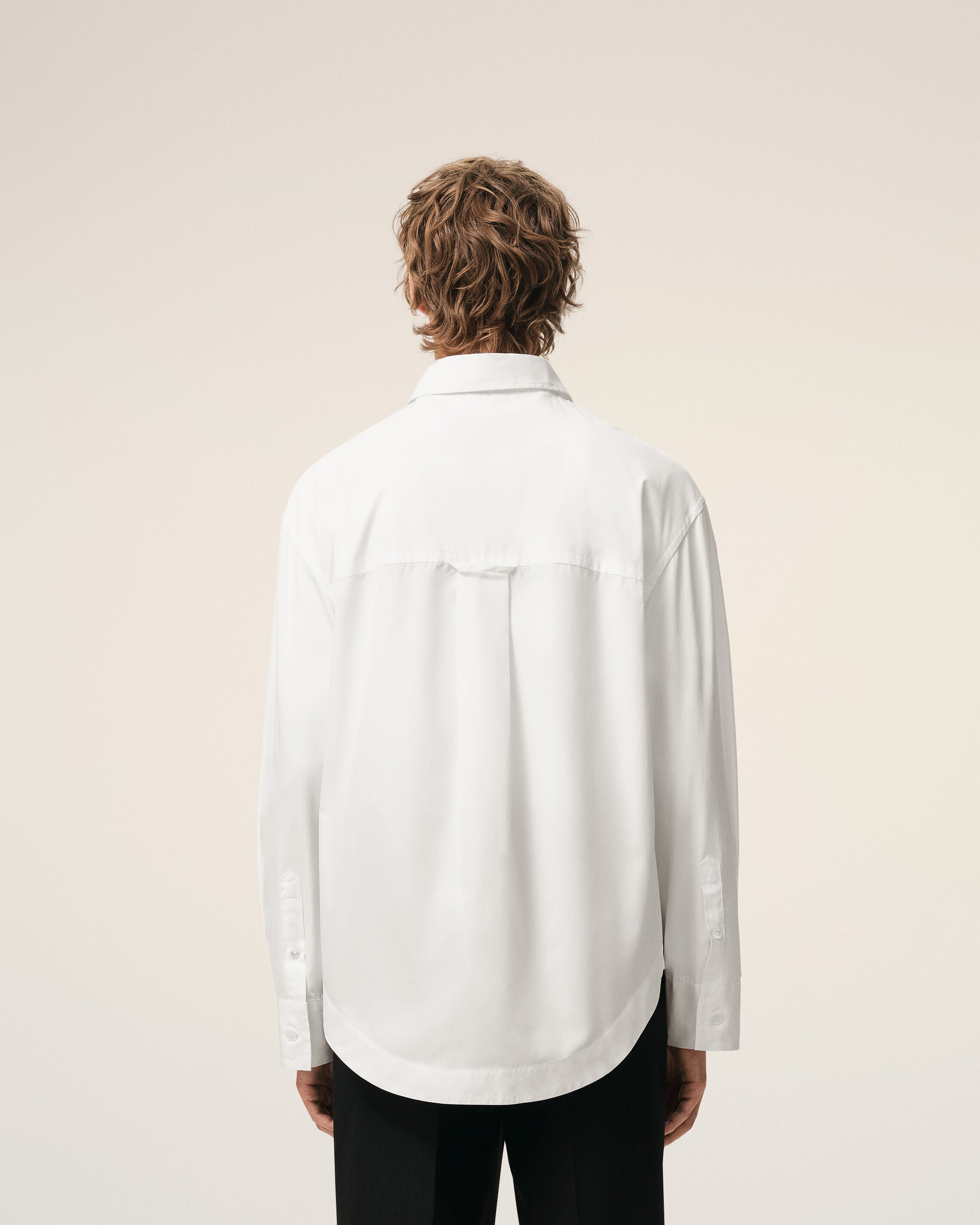White Cotton Sharp Collar Ami De Coeur Wide Shirt - 5