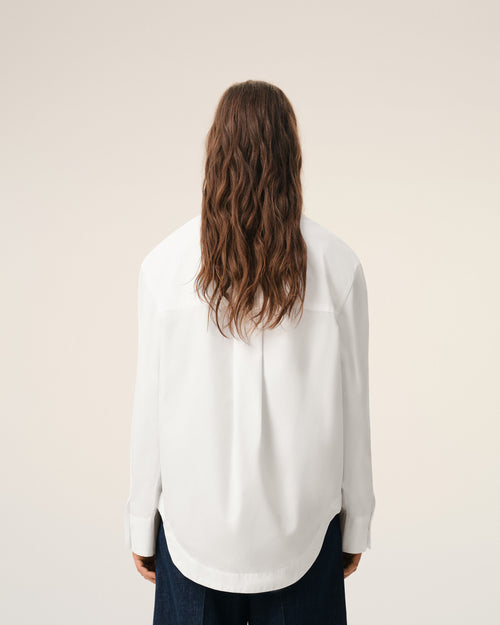 White Cotton Sharp Collar Ami De Coeur Wide Shirt - Woman - 11 - AMI Paris - Ami Paris