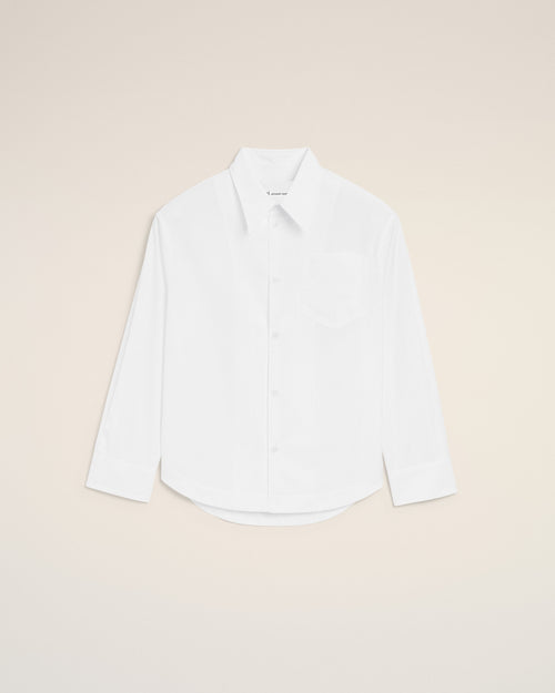 White Cotton Sharp Collar Ami De Coeur Wide Shirt - 1 - Ami Paris