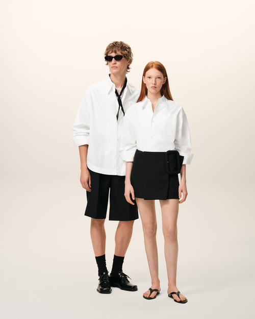 White Cotton Sharp Collar Ami De Coeur Wide Shirt - unisex - 13 - AMI Paris - Ami Paris