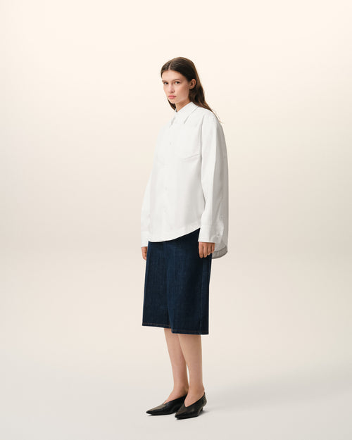 White Cotton Sharp Collar Ami De Coeur Wide Shirt - Woman - 12 - AMI Paris - Ami Paris