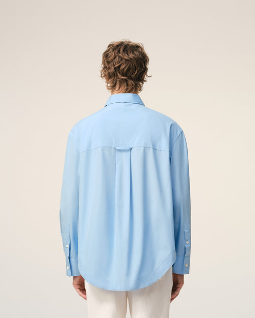 Blue Cotton Sharp Collar Ami De Coeur Wide Shirt - Man - 5 - AMI Paris - Ami Paris