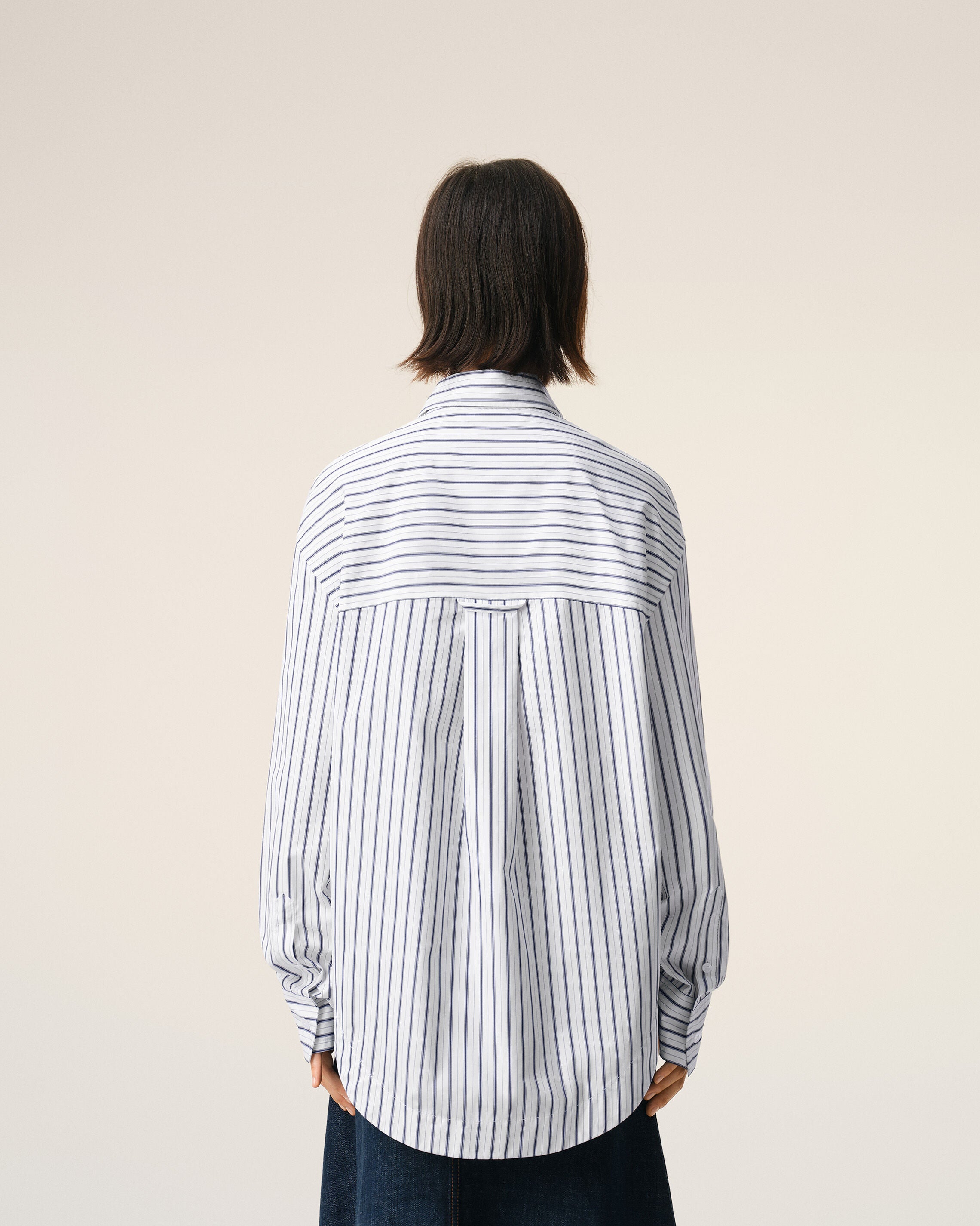 ホワイト ストライプ コットン Ami De Coeur ワイドシャツ ホワイト