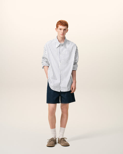 White Striped Cotton Ami De Coeur Wide Shirt - 1 - Ami Paris
