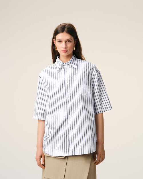 Chemise Blanche Rayée Manches longues Ami De Coeur en Coton - Femme - 9 - AMI Paris - Ami Paris