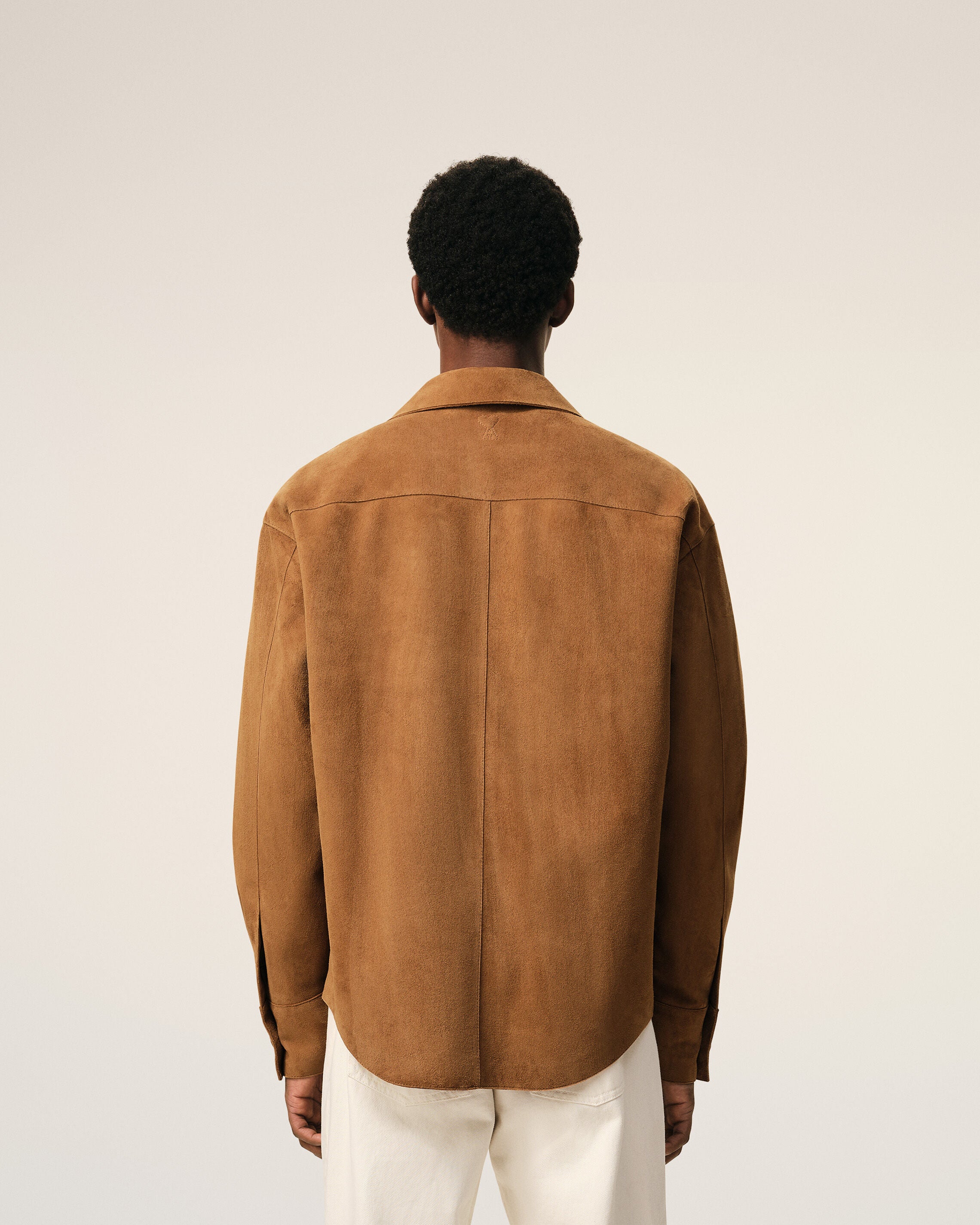 Brown Goat Leather Buttoned Overshirt - 5