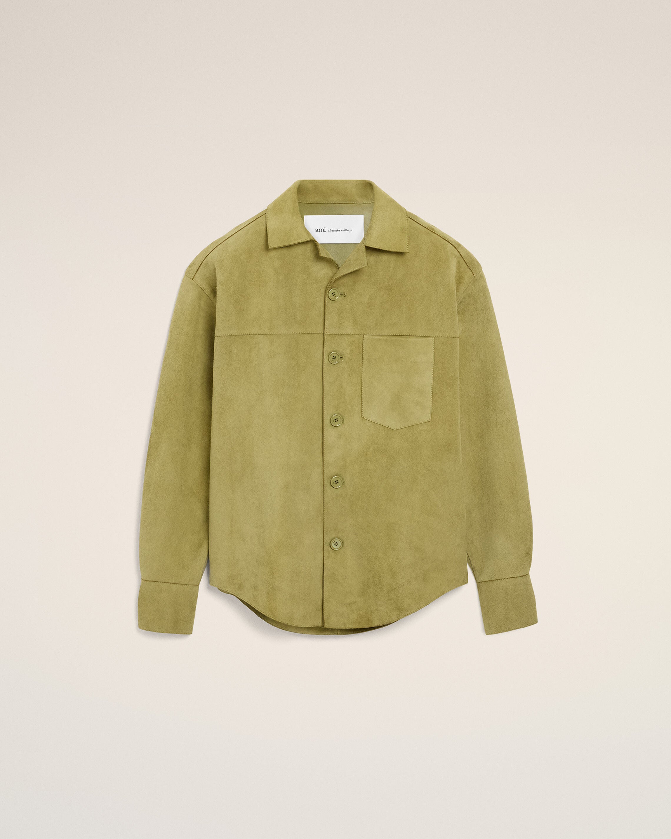 Sobrecamisa con botones de piel de cabra verde - 7