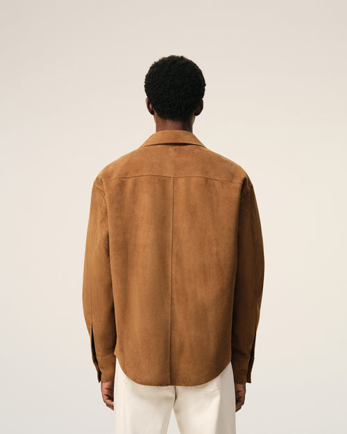 Sopracamicia marrone con bottoni in pelle di capra - Uomo - 5 - AMI Paris - Ami Paris