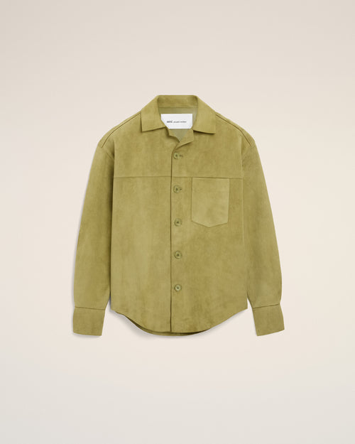                                     Green Goat Leather Buttoned Overshirt - 3                                 - Ami Paris