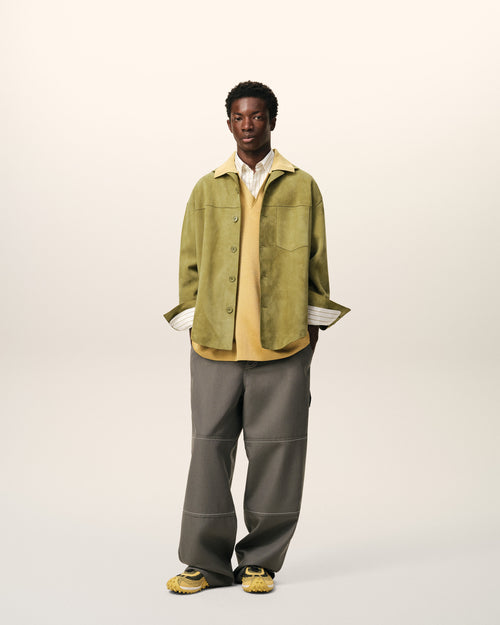 Green Goat Leather Buttoned Overshirt - 2 - Ami Paris