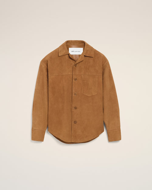 Brown Goat Leather Buttoned Overshirt - 1 - Ami Paris