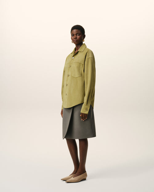 Green Goat Leather Buttoned Overshirt - Woman - 12 - AMI Paris - Ami Paris