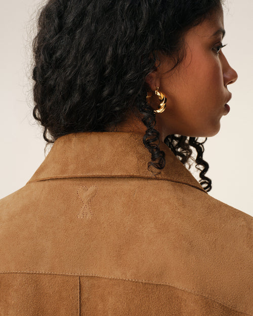 Brown Goat Leather Buttoned Overshirt - Woman - 11 - AMI Paris - Ami Paris