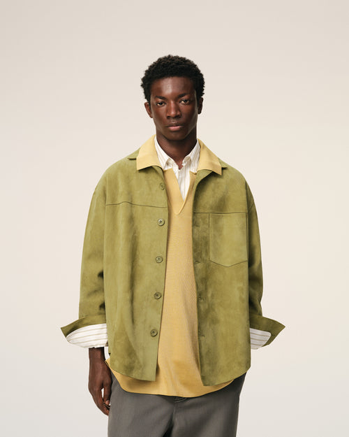 Sobrecamisa con botones de piel de cabra verde - Hombre - 3 - AMI Paris - Ami Paris
