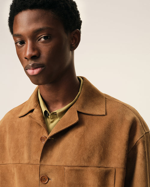 Brown Goat Leather Buttoned Overshirt - 4 - Ami Paris