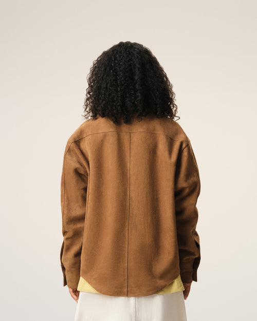 Sopracamicia marrone con bottoni in pelle di capra - Donna - 12 - AMI Paris - Ami Paris
