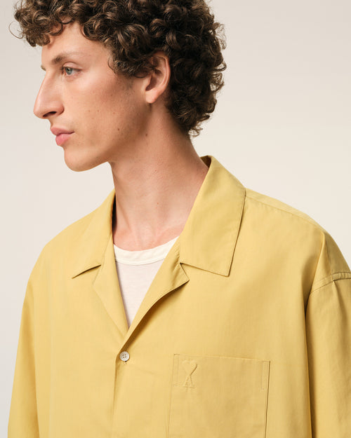 Yellow Cotton Short Sleeve Camp Collar Boxy Shirt - Man - 4 - AMI Paris - Ami Paris