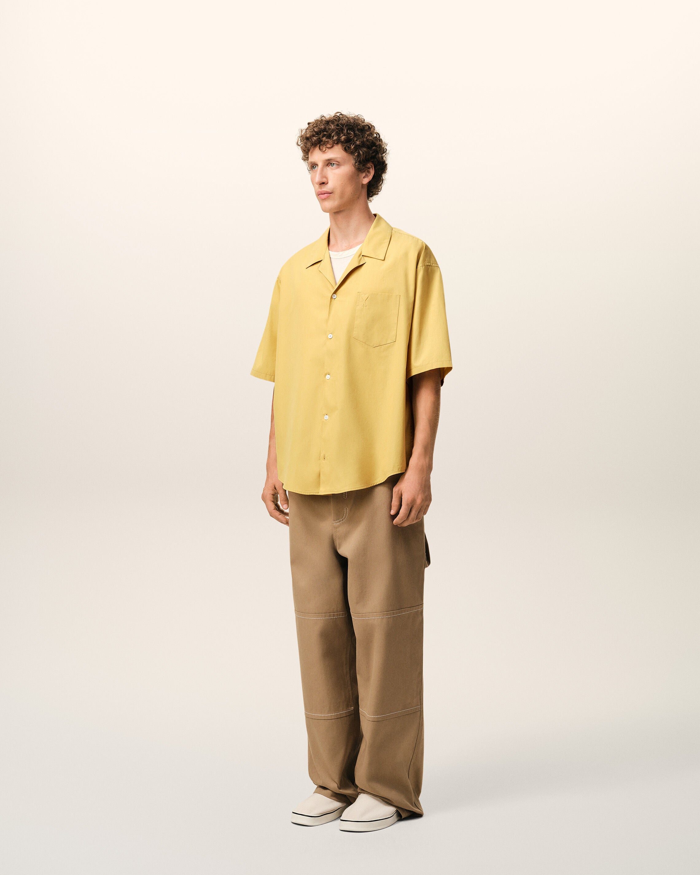 Yellow Cotton Short Sleeve Camp Collar Boxy Shirt - 6