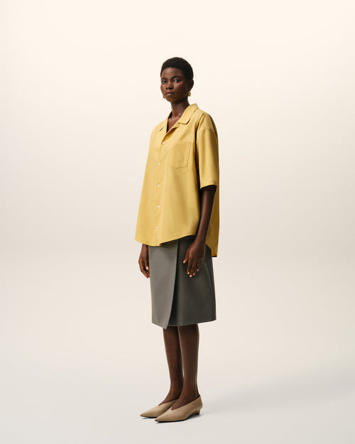 Yellow Cotton Short Sleeve Camp Collar Boxy Shirt - Woman - 12 - AMI Paris - Ami Paris