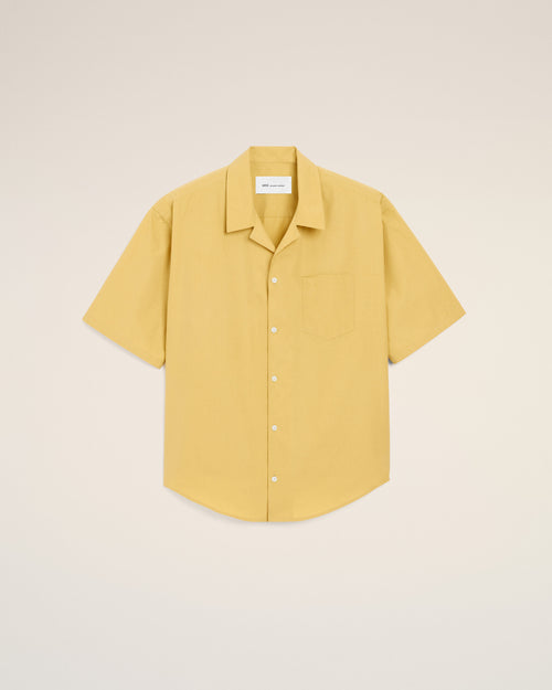 Yellow Cotton Short Sleeve Camp Collar Boxy Shirt - 1 - Ami Paris