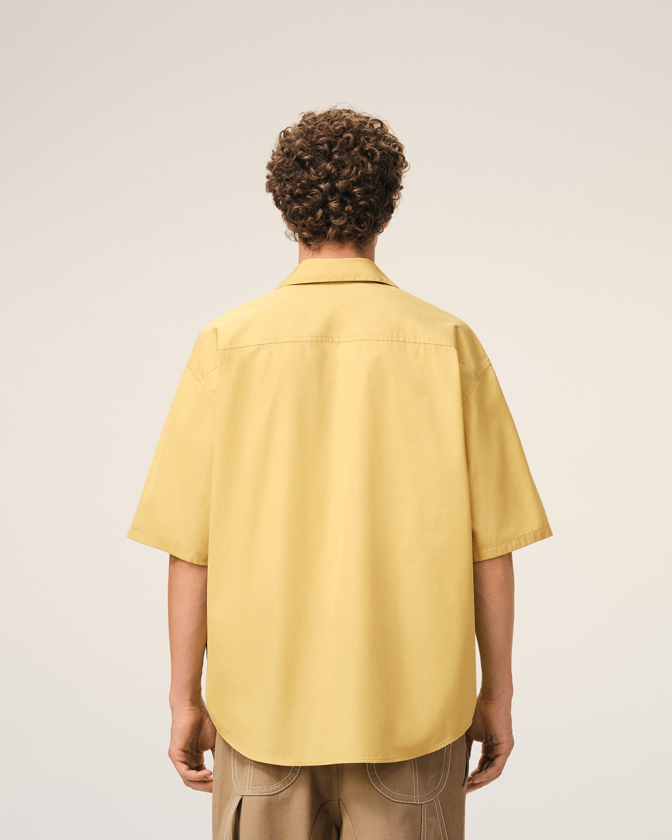 Yellow Cotton Short Sleeve Camp Collar Boxy Shirt - 5