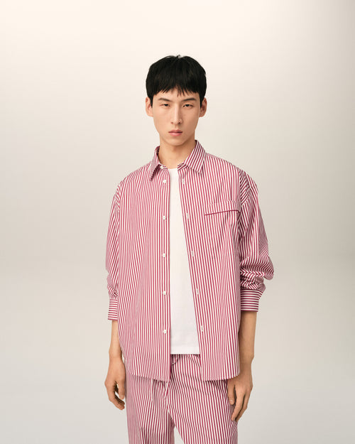 Red boxy striped cotton shirt - Man - 2 - AMI Paris - Ami Paris