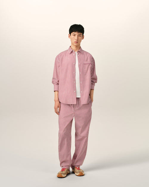 Red boxy striped cotton shirt - Man - 3 - AMI Paris - Ami Paris