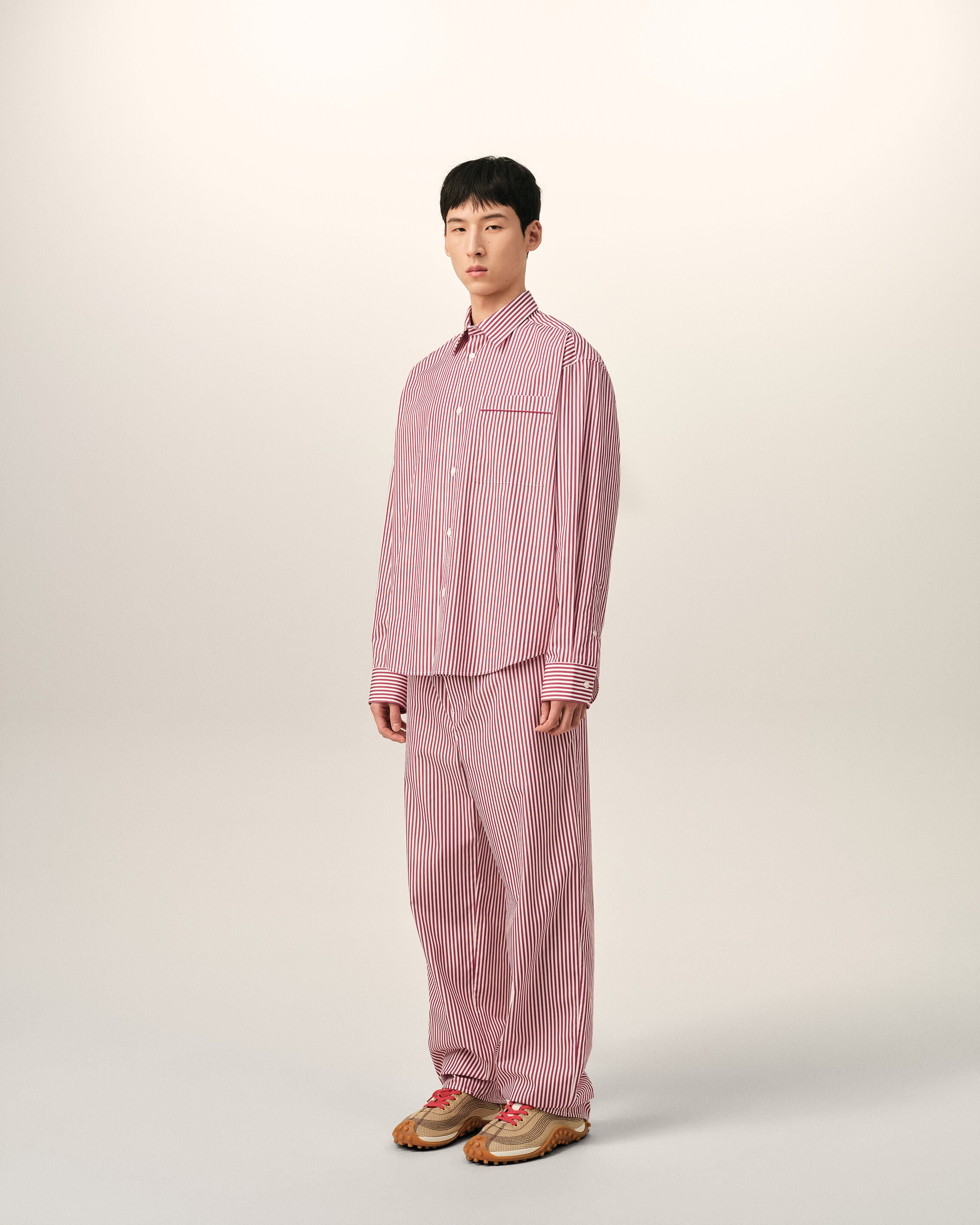 Red boxy striped cotton shirt - 6