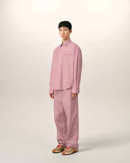 Red boxy striped cotton shirt - Man - 6 - AMI Paris - Ami Paris