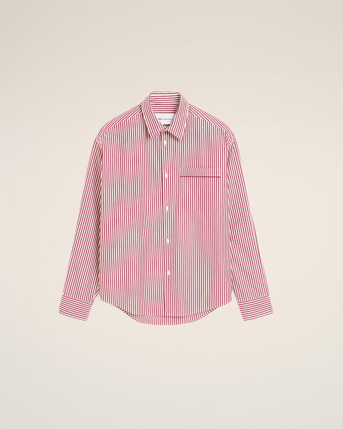 Red boxy striped cotton shirt - Woman - 7 - AMI Paris - Ami Paris