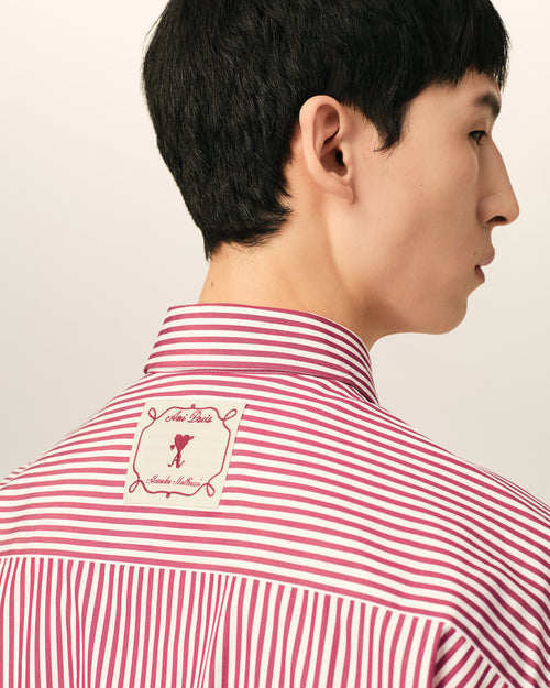 Red boxy striped cotton shirt - Man - 4 - AMI Paris - Ami Paris