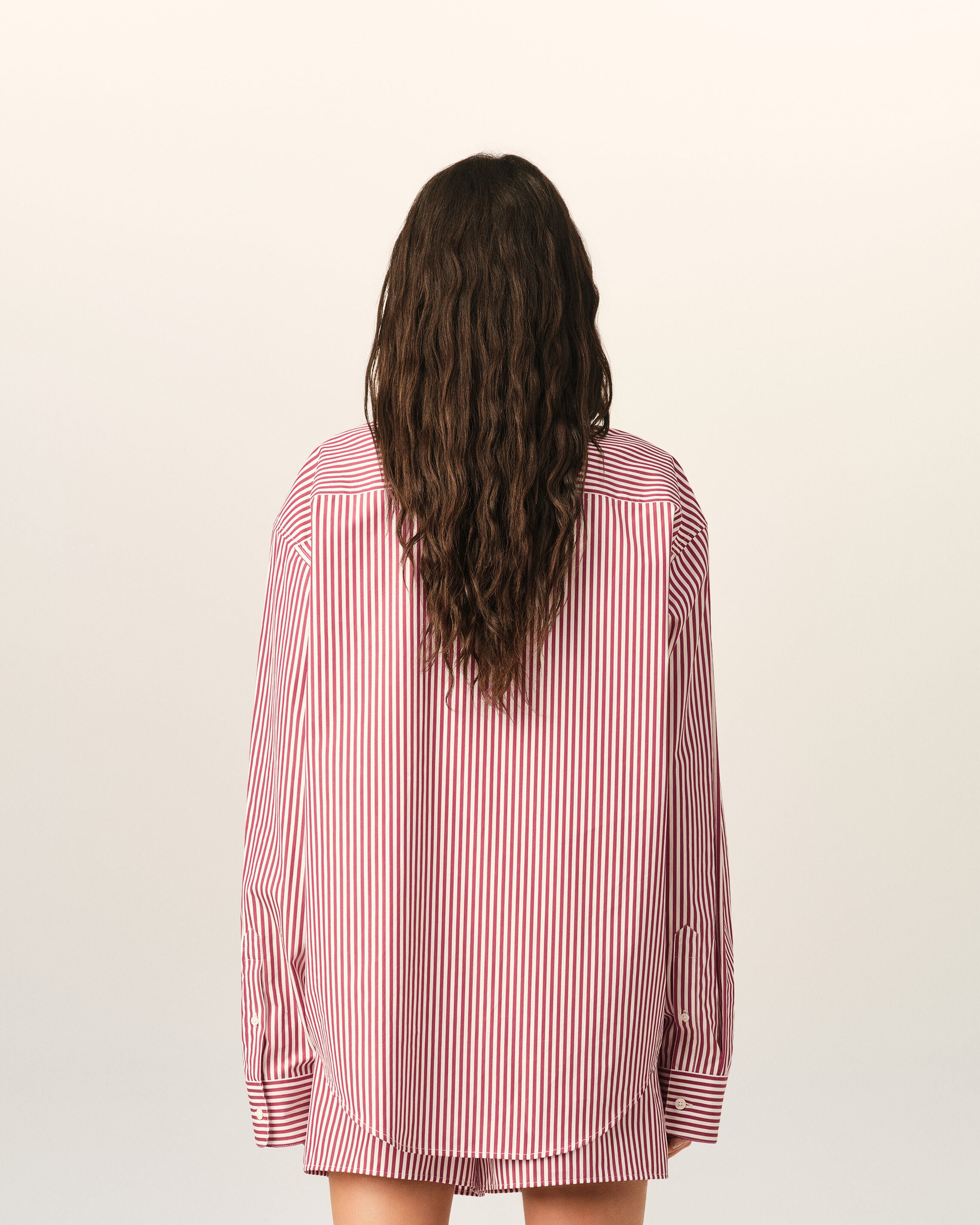 Red boxy striped cotton shirt - 11