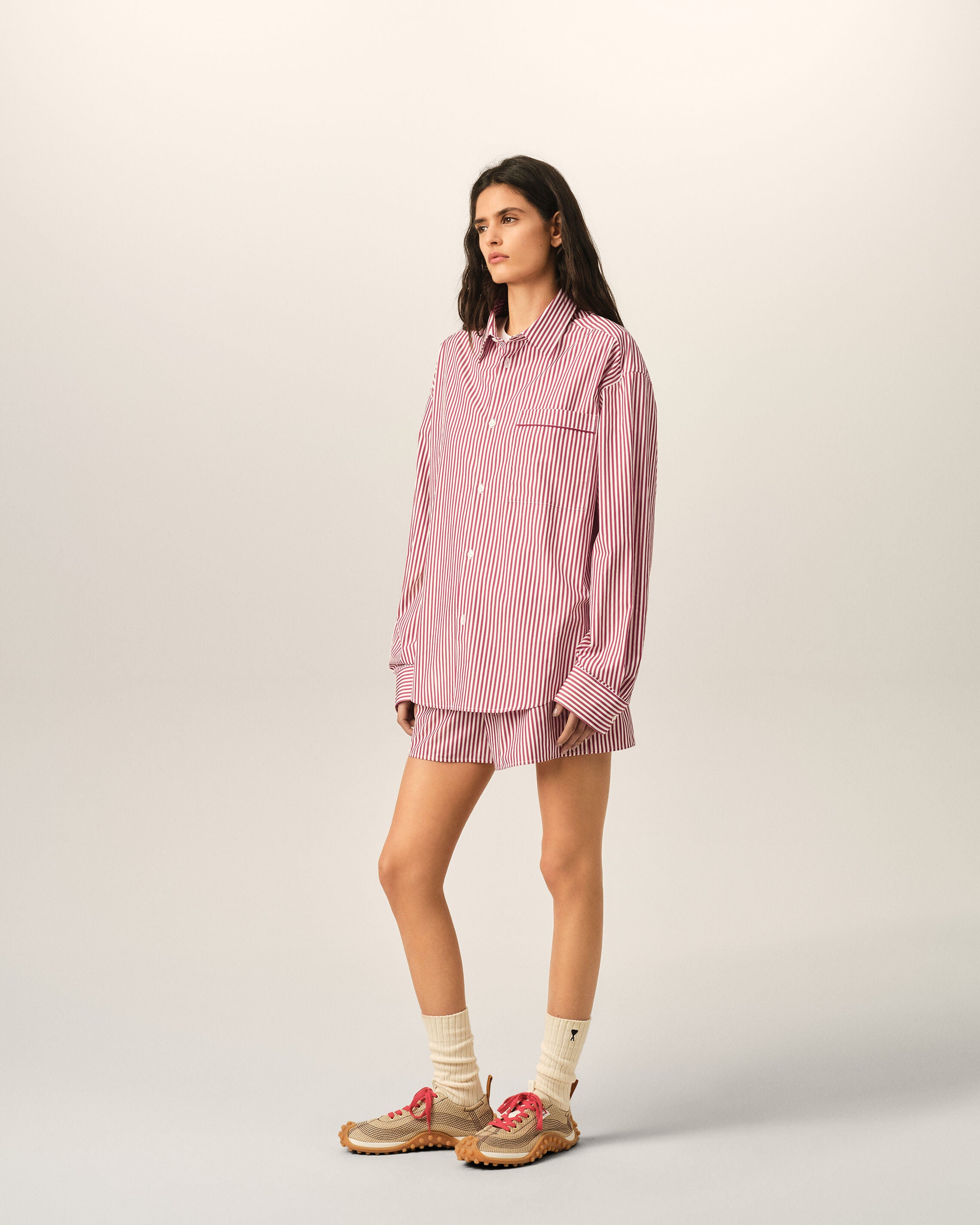 Red boxy striped cotton shirt - 12