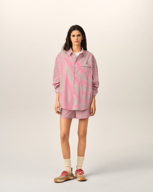 Red boxy striped cotton shirt - Woman - 9 - AMI Paris - Ami Paris