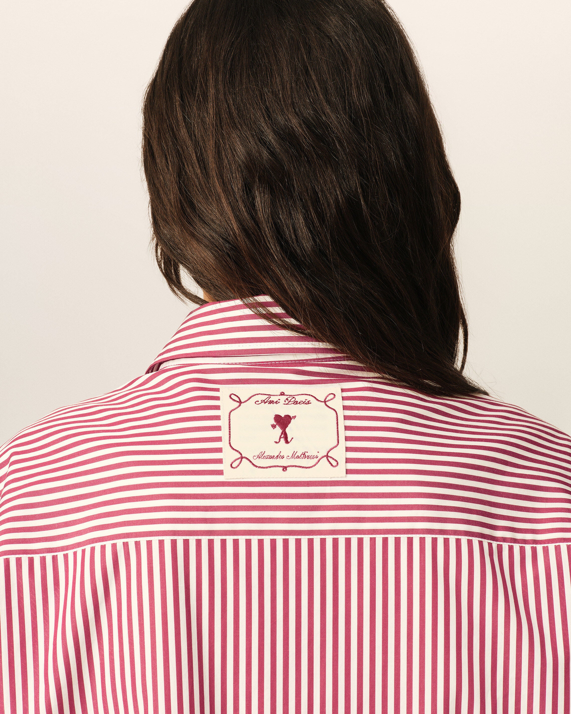 Red boxy striped cotton shirt - 10