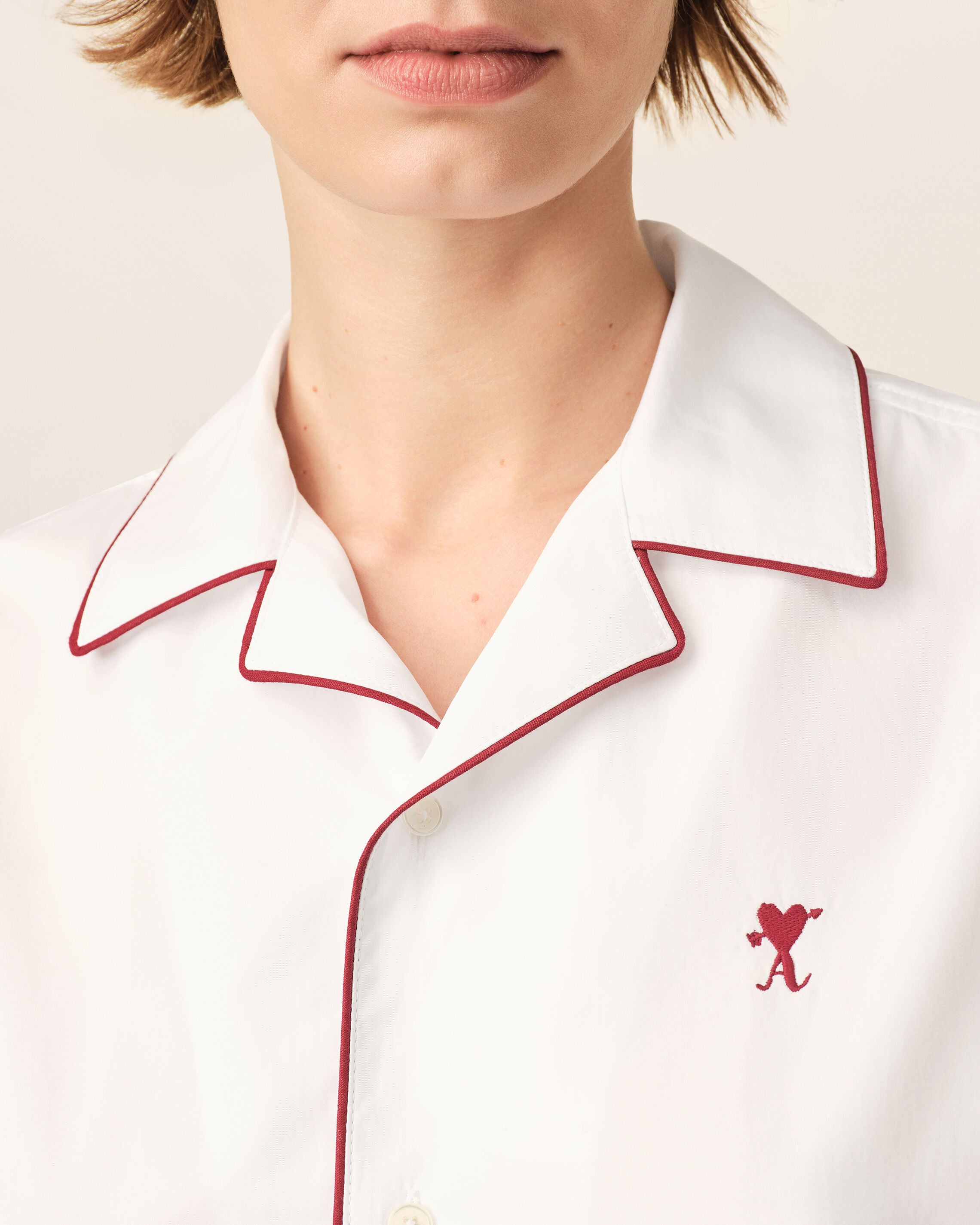 Chemise blanche en coton manches courtes Ami de Coeur flèche - 10