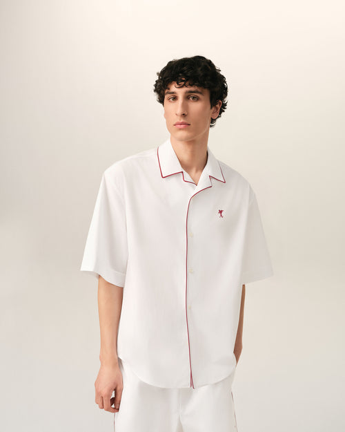 White cotton short-sleeve shirt with Ami de Coeur arrow - 1 - Ami Paris