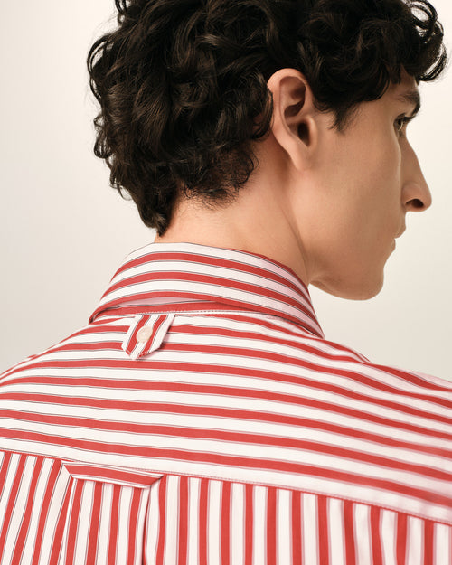 Camisa amplia de rayas rojas con Ami de Cœur en relieve - Hombre - 4 - AMI Paris - Ami Paris