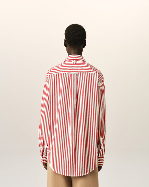 Camisa amplia de rayas rojas con Ami de Cœur en relieve - Mujer - 12 - AMI Paris - Ami Paris