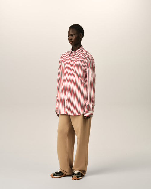 Camisa amplia de rayas rojas con Ami de Cœur en relieve - Mujer - 13 - AMI Paris - Ami Paris