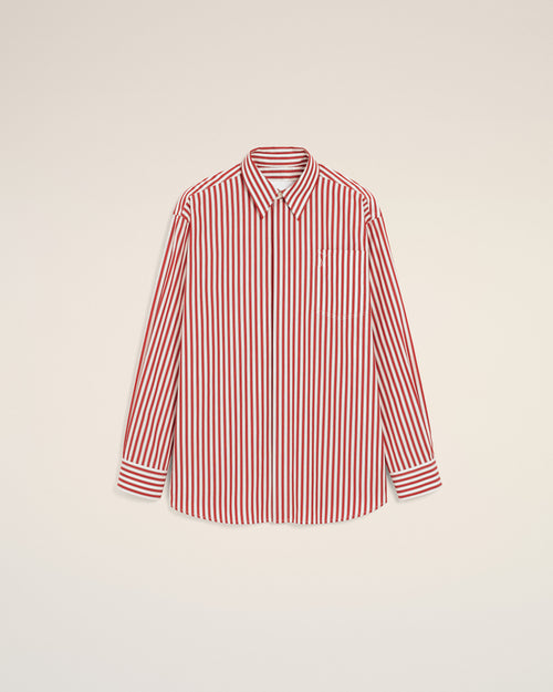 Camisa amplia de rayas rojas con Ami de Cœur en relieve - Mujer - 8 - AMI Paris - Ami Paris