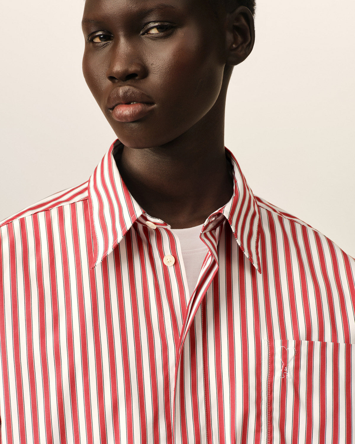 Red large striped shirt with embossed Ami de Coeur - 11