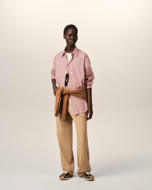 Camisa amplia de rayas rojas con Ami de Cœur en relieve - Mujer - 10 - AMI Paris - Ami Paris