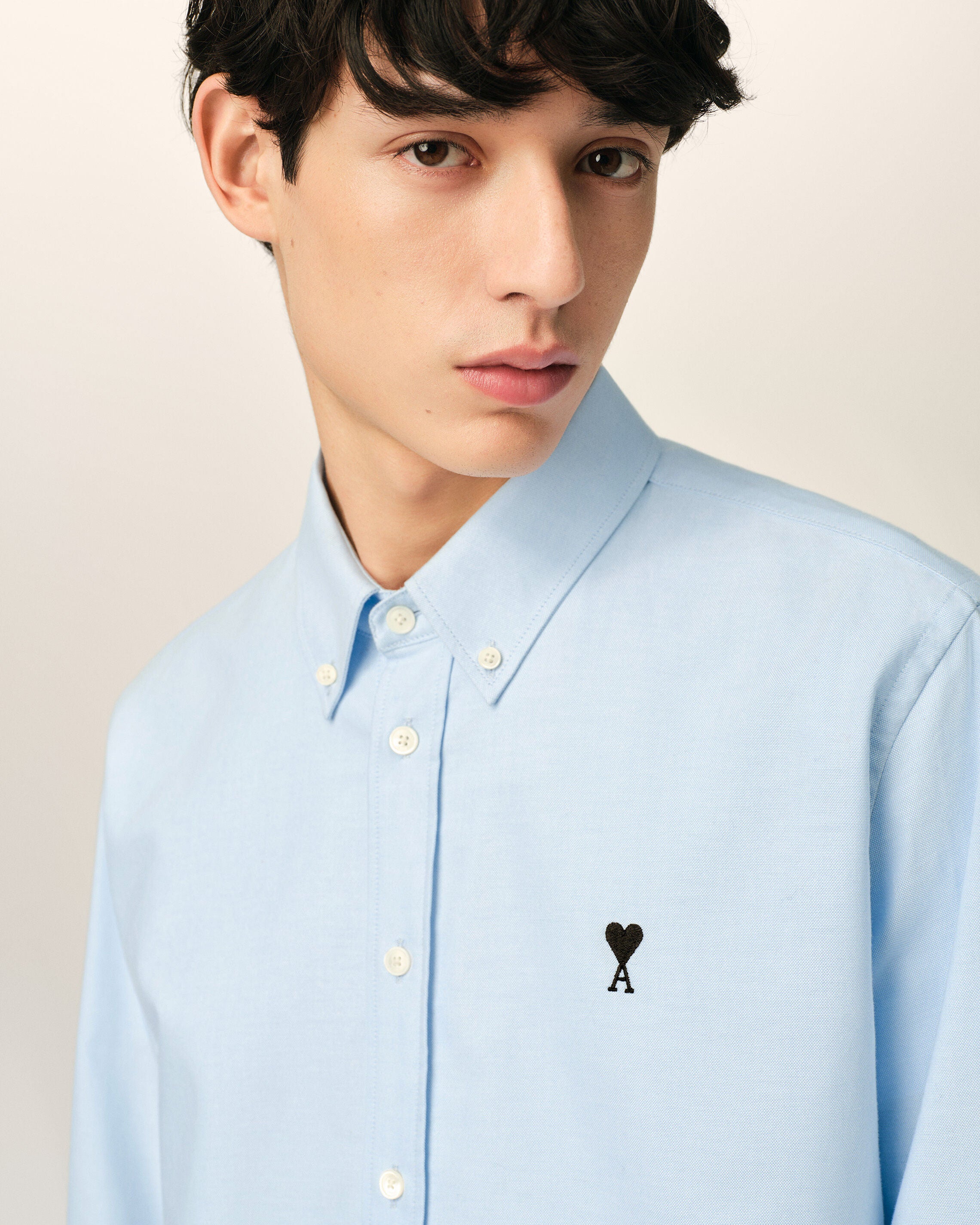 Blue cotton shirt with Ami de Coeur - 4