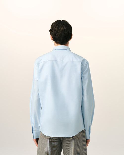 Blue cotton shirt with Ami de Coeur - Man - 5 - AMI Paris - Ami Paris
