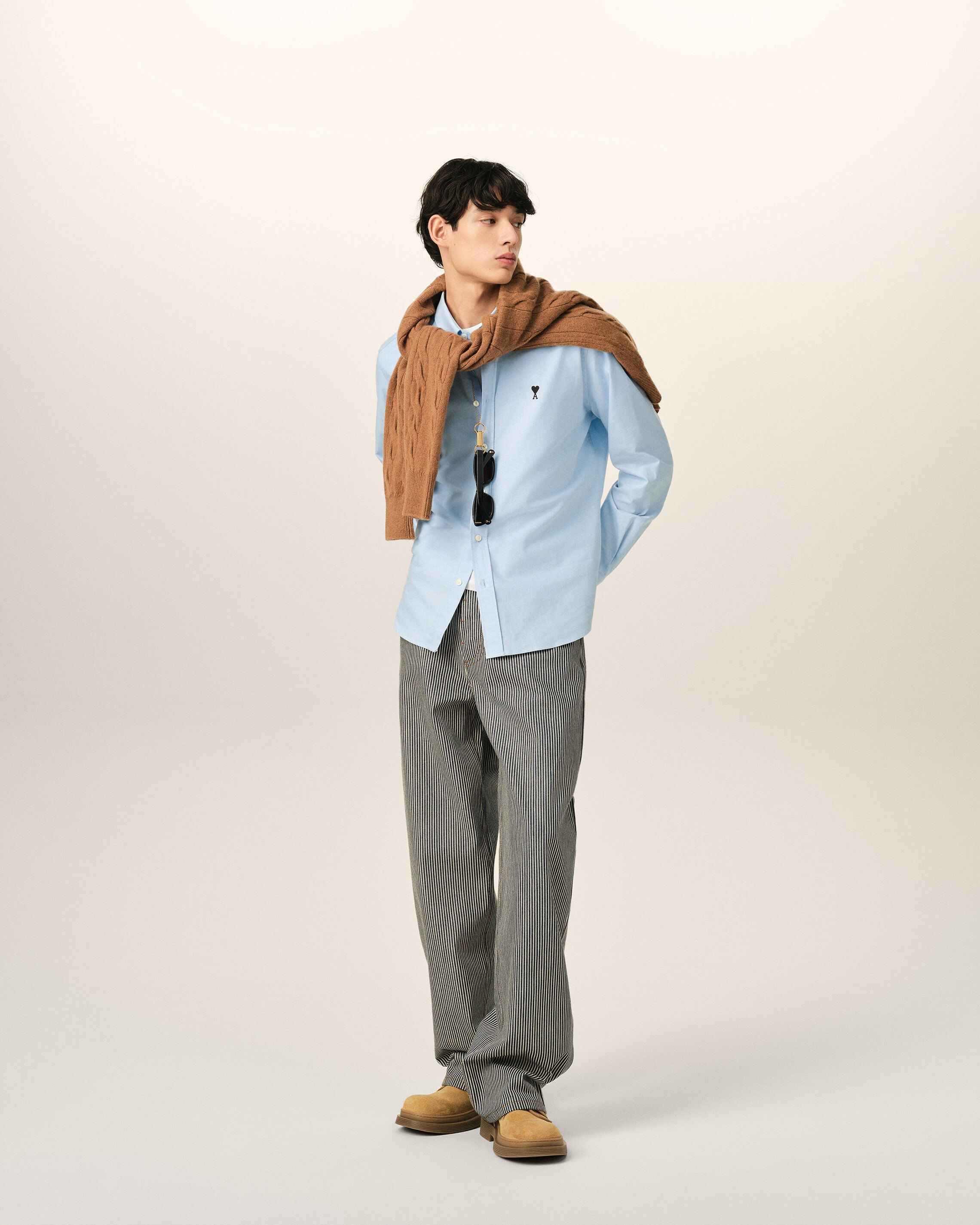 Blue cotton shirt with Ami de Coeur - 3